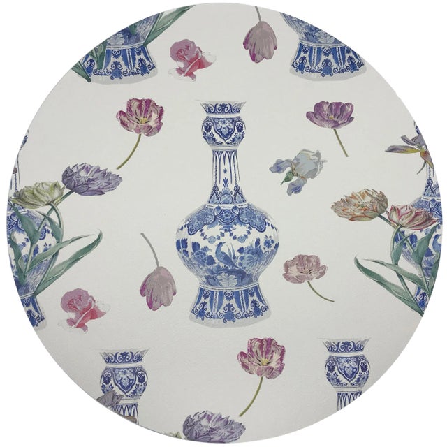 Nicolette Mayer Royal Delft Purissima 16" Round Pebble Placemats, Set of 4 For Sale