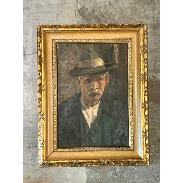 Vintage Framed Oil Portrait on Canvas For Sale - Image 11 of 13