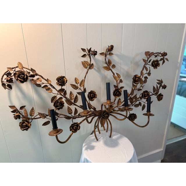 Metal Vintage Italian Gilt Tole Sconce For Sale - Image 7 of 10