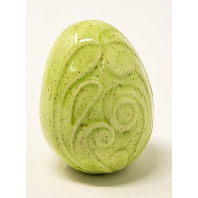Folk Art Mid 20th Century Glazed Ceramic Eggs- Set of 2 For Sale - Image 3 of 13