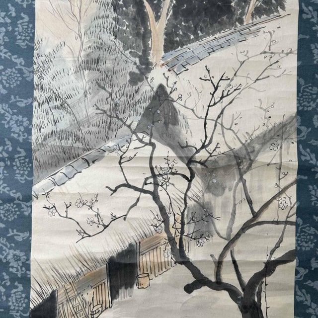 Antique Scroll of Japanese Landscape, 1920s For Sale - Image 12 of 16