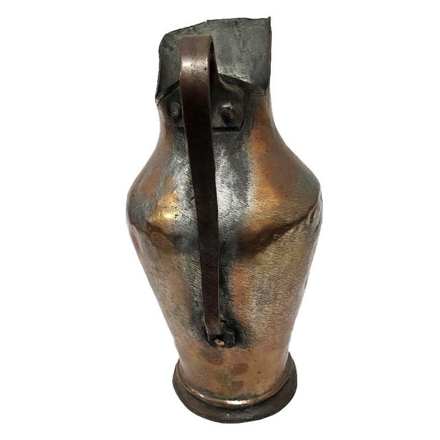 Farmhouse Antique Middle Eastern Hand-Wrought Copper Water Pitcher Ewer For Sale - Image 3 of 5