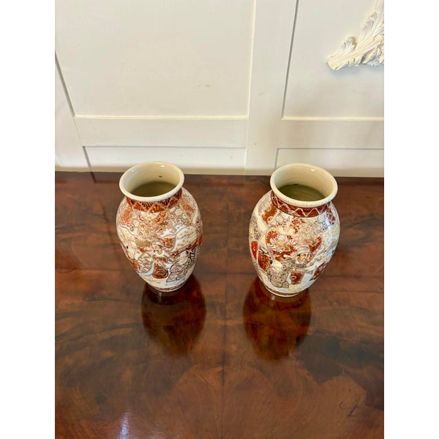 Antique Edwardian Quality Satsuma Vases, 1900s, Set of 2 For Sale - Image 9 of 13