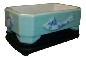 19th Century Japanese Celadon Porcelain Bonsai Tree Bulb Pot Planter