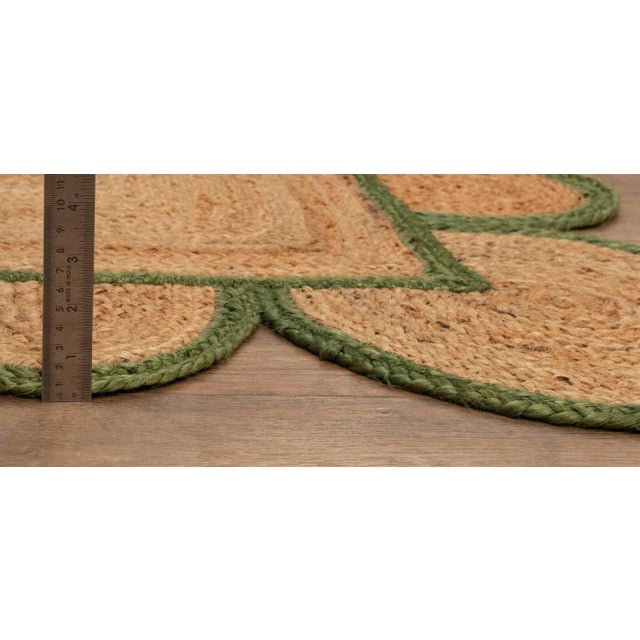 Textile 6'x9' Olive Green Scallop Jute Hand Made Rug For Sale - Image 7 of 11