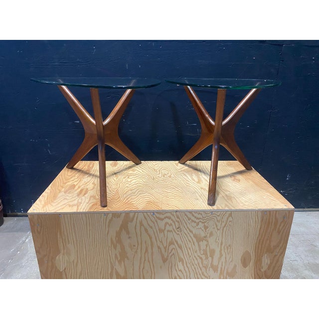 This is a nice pair of "Jacks" tables in Walnut Attributed to Adrian Pearsall for Craft Associates. the walnut bases are...