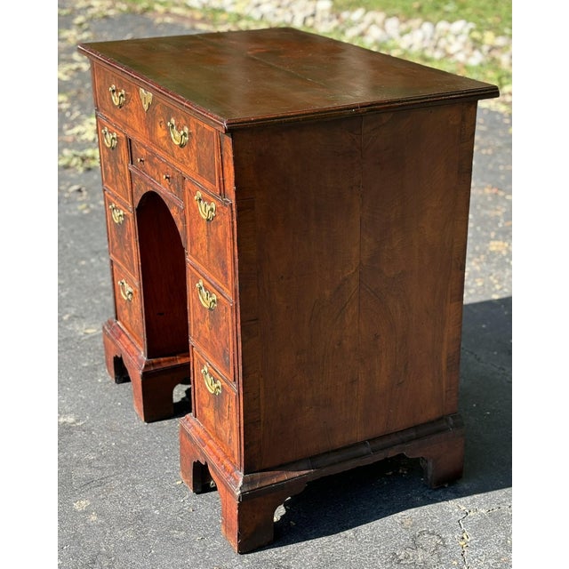 Oxblood Red 18th Century George II Walnut Kneehole Desk For Sale - Image 8 of 10