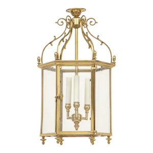 Lacquered Brass Hexagonal Lantern