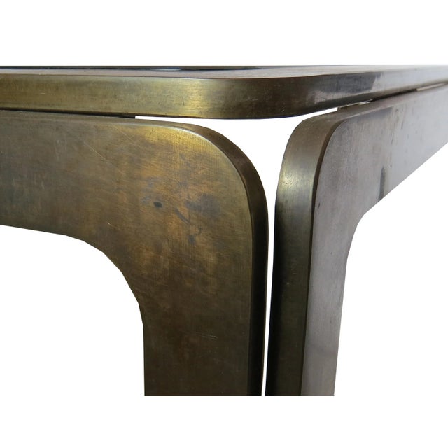 Vintage Bronze and Glass Console Table Attributed to Roger Sprunger for Dunbar For Sale - Image 11 of 12
