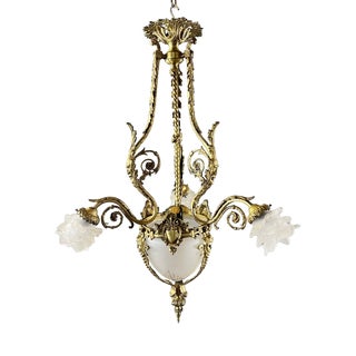19th Century Louis XV Chandelier in Bronze and Glass For Sale