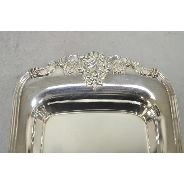 Vintage Baroque by Wallace 210 Silver Plated Narrow Trinket Dish Serving Tray For Sale - Image 9 of 14