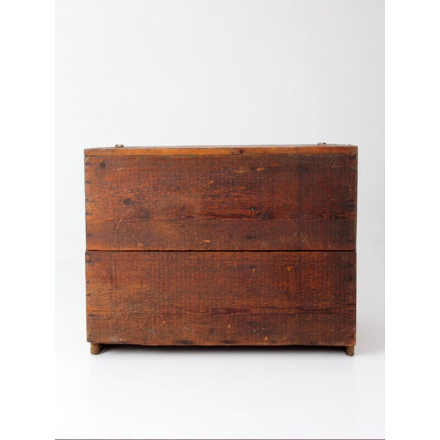 Antique Primitive Wood Storage Chest For Sale - Image 11 of 18