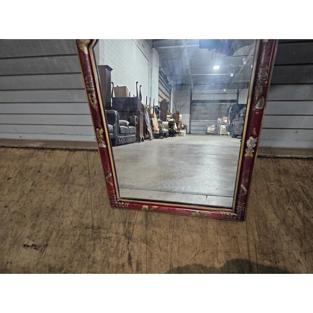 Late 20th Century Friedman Brothers Chinoiserie Mirror Williamsburg Style Red Lacquer Frame For Sale In Cleveland - Image 6 of 9