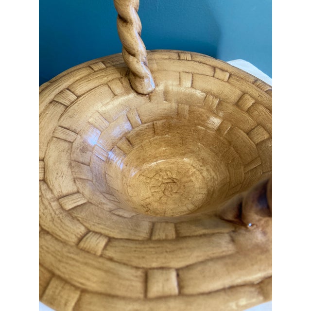 1950s 1950’s Hand Painted Ceramic Basket For Sale - Image 5 of 7