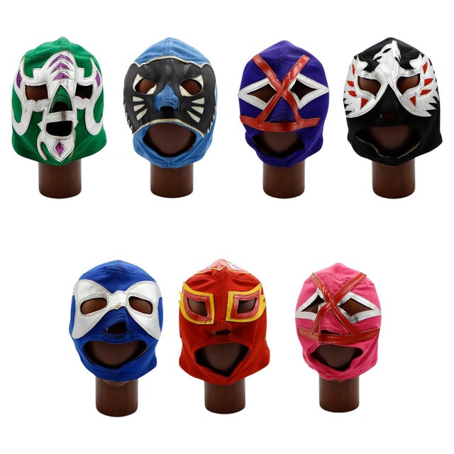 Original Vintage Set of 7 Mexican Children Wrestling Masks For Sale - Image 14 of 18