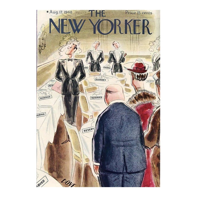1940 Vintage New Yorker Cover, August 17 (Leonard Dove), Original New Yorker Magazine Cover, City Life, Restaurant For Sale