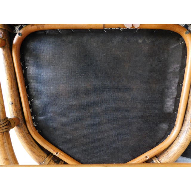 Vintage 1980s Rattan & Wicker Weave Leather Wrapped Upholstered Desk/Dining Side Chair For Sale - Image 10 of 11