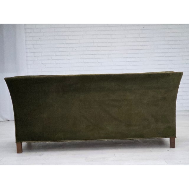 Green Danish 2-Seater Sofa in Green Velour and Oak, 1970s For Sale - Image 8 of 18