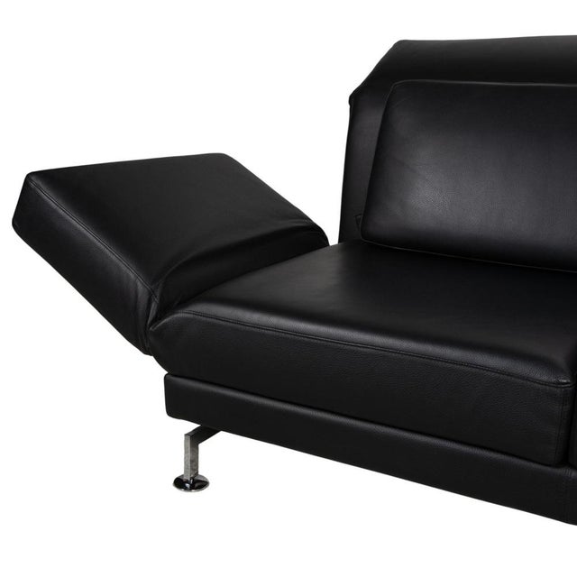 Leather Chrome Corner Sofa in Black with Manual Function by Brühl Moule For Sale - Image 11 of 18