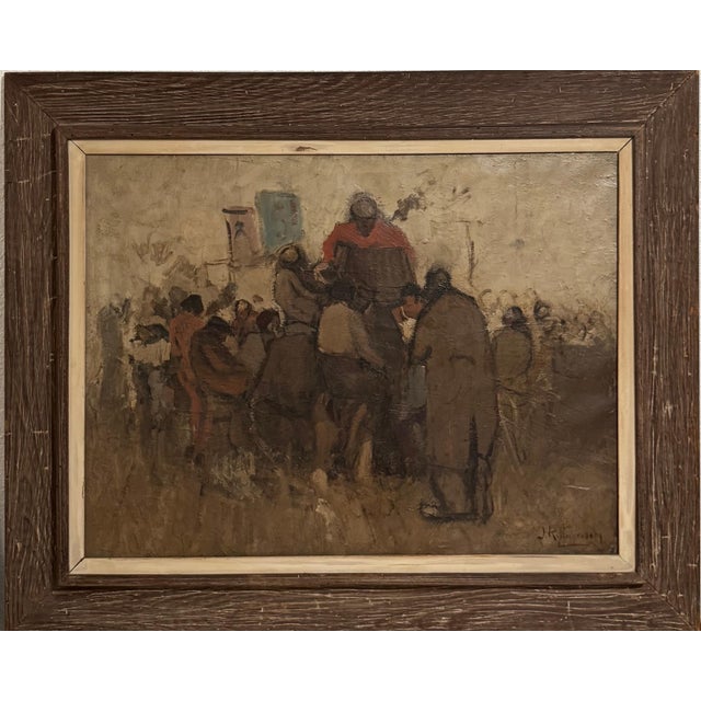 Mid 20th Century Jan Rylaarsdam, Large Modern Dutch Expressionist Oil Painting Vibrant Cafe Scene Jan Rylaarsdam, c.1940's For Sale - Image 5 of 9