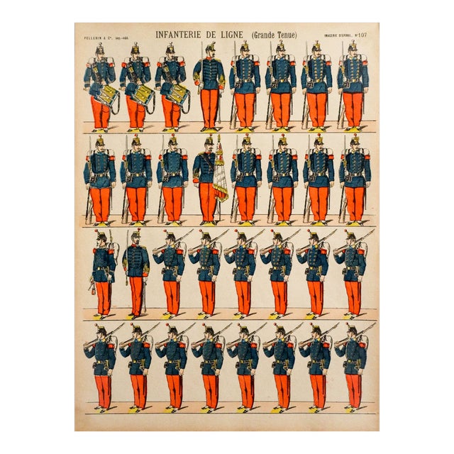 1880s - 1890s French Military Print - Imagerie d'Épinal - #107 - Infanterie De Ligne (Grande Tenue) For Sale