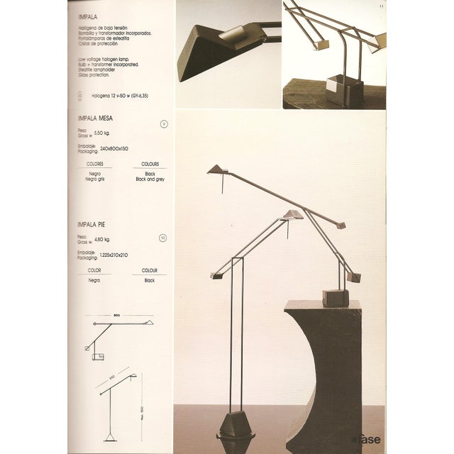 Spanish Fase Impala Table Lamp in Metal, 1980s, in Very Good conditions. Designed 1980 to 1989 This piece has an...
