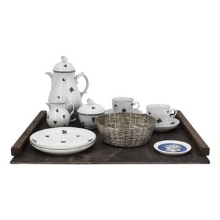 Biedermeier Mirabell Tête-À-Tête for Two on Wooden Tray from Fürstenberg, 1990s, Set of 12 For Sale