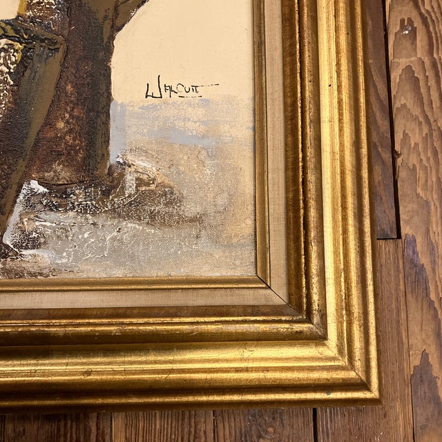 Rustic 1970’s Original Rustic Beach Scene Seagull Painting on Canvas For Sale - Image 3 of 5