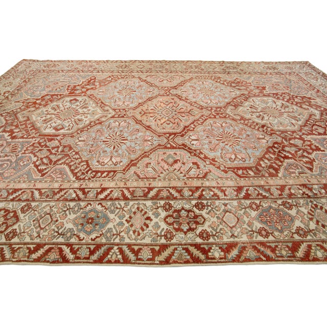 1920s Floral Persian Bakhtiari Rust Wool Rug Handcrafted in the 1920s For Sale - Image 5 of 9