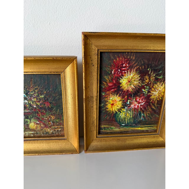 1980’s Vintage Still Life Oil on Masonite Paintings, Framed Set of 3 For Sale - Image 9 of 12