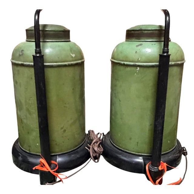 Pair of Antique Tole Tea Canister Table Lamps For Sale In Los Angeles - Image 6 of 6
