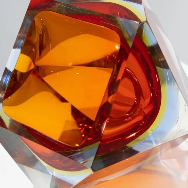 Red Small Red Hand-Crafted Murano Vase attributed to Flavio Poli, Italy, 1970s For Sale - Image 8 of 9