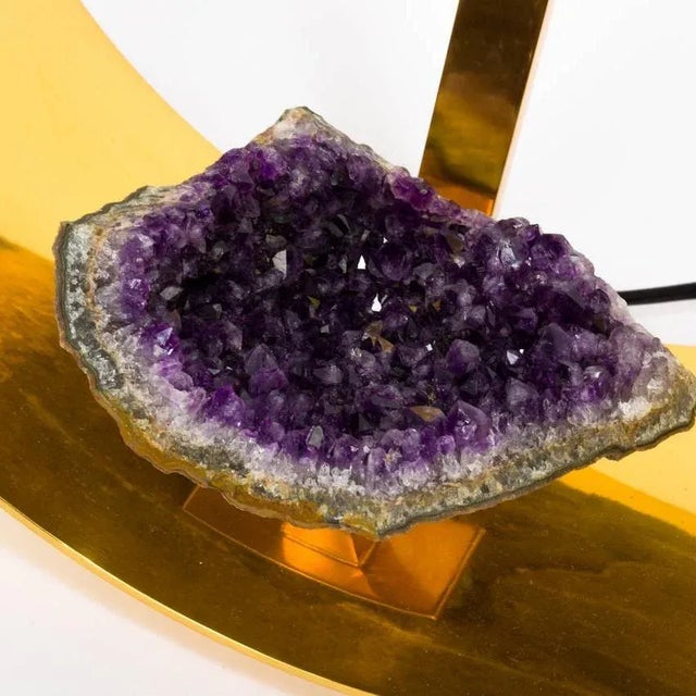 Metal Bronze and Amethyst Table Lamps in the Manner of Willy Daro - A Pair For Sale - Image 7 of 8