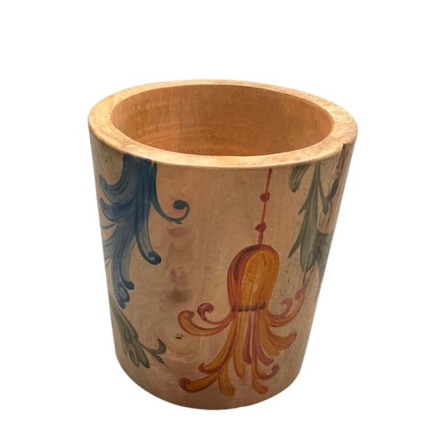 Vintage Hand-Painted Teak Wood Cachepot / Planter For Sale In West Palm - Image 6 of 12