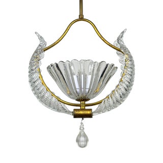 Vintage Murano Chandelier by Barovier & Toso, Italy, 1930s For Sale