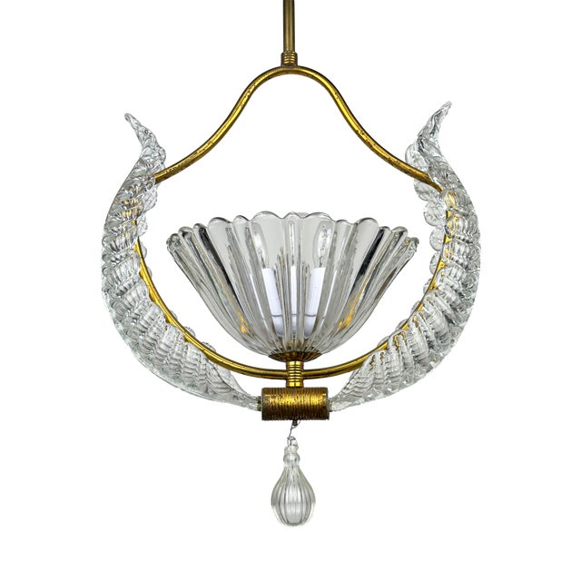 Vintage Murano Chandelier by Barovier & Toso, Italy, 1930s For Sale