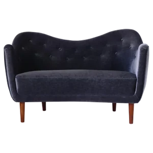 Modern Danish 46 Sofa in Dark Blue Velvet by Finn Juhl for Carl Brørup, 1940s