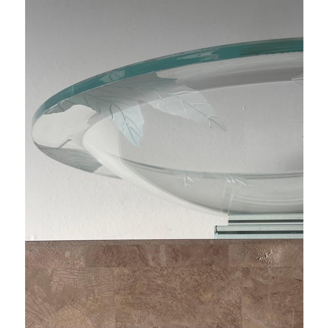 Transparent Monumental Glass Centerpiece With Etched Leaves by Stephen Schlanser, 2007. For Sale - Image 8 of 12