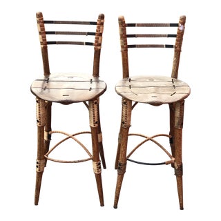 1990s Vintage Pacific Green Industries Furniture Barstools- A Pair For Sale