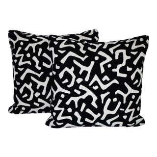 Black & White Printed Pillows- a Pair For Sale
