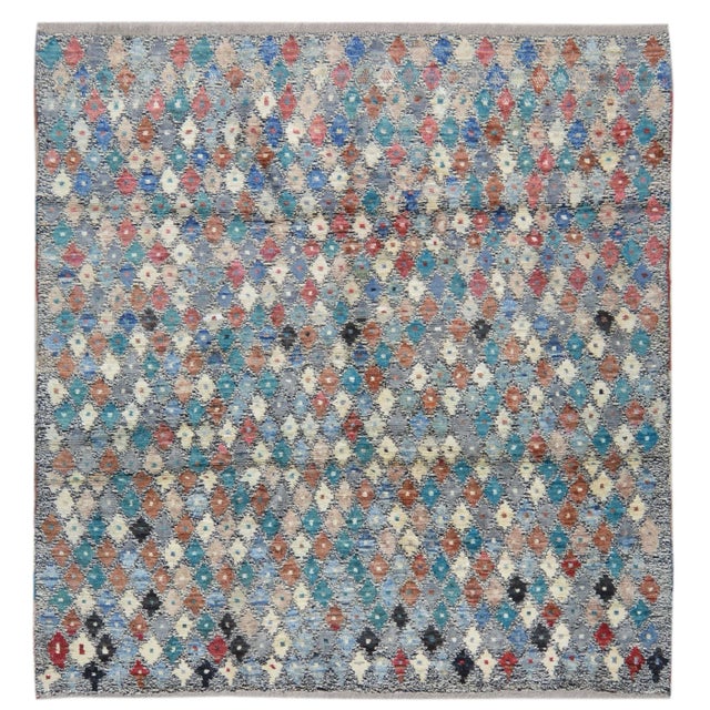 Textile 1990s Moroccan Hand Knotted Millfleur Rug With Soft Texture,6'3"X6'7" For Sale - Image 7 of 7