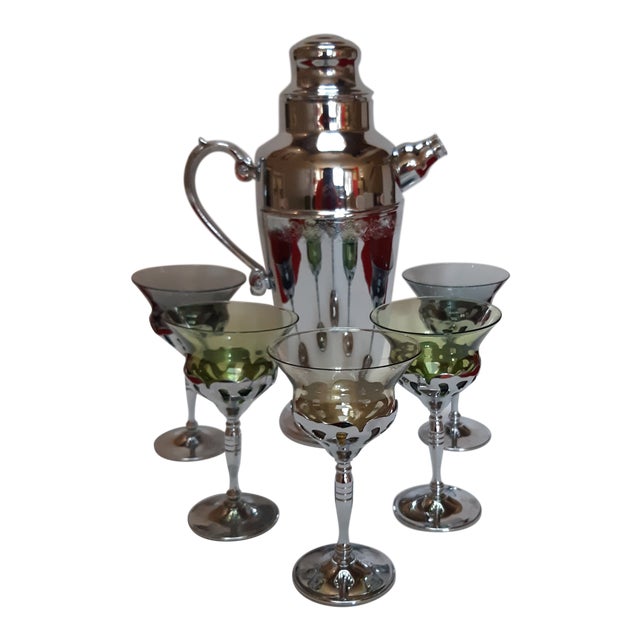 Art Deco Chrome Cocktail Shaker Set 6 Piece Set Chairish