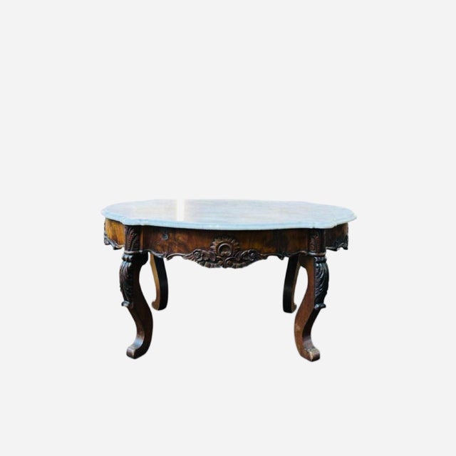 1950s 1950s Small French Carved Marble Top Coffee Table For Sale - Image 5 of 8