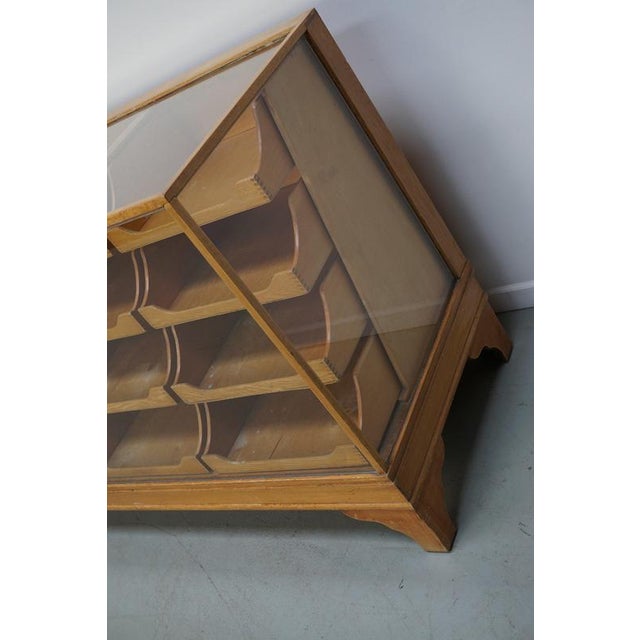 1920s Antique English Beech Glass Shop Counter Cabinet, 1920-1930s For Sale - Image 5 of 18