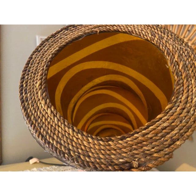 Sculptural Organic Modern Table Lamp With Wavy Stripes – Brown & Ochre – 2007 For Sale - Image 4 of 10
