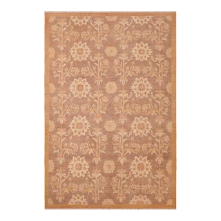 Bohemien Ziegler Brown Gold Hand-Knotted Wool Rug - 6'2'' X 8'10'' For Sale