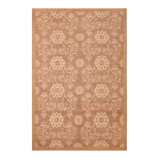 Bohemien Ziegler Brown Gold Hand-Knotted Wool Rug - 6'2'' X 8'10'' For Sale
