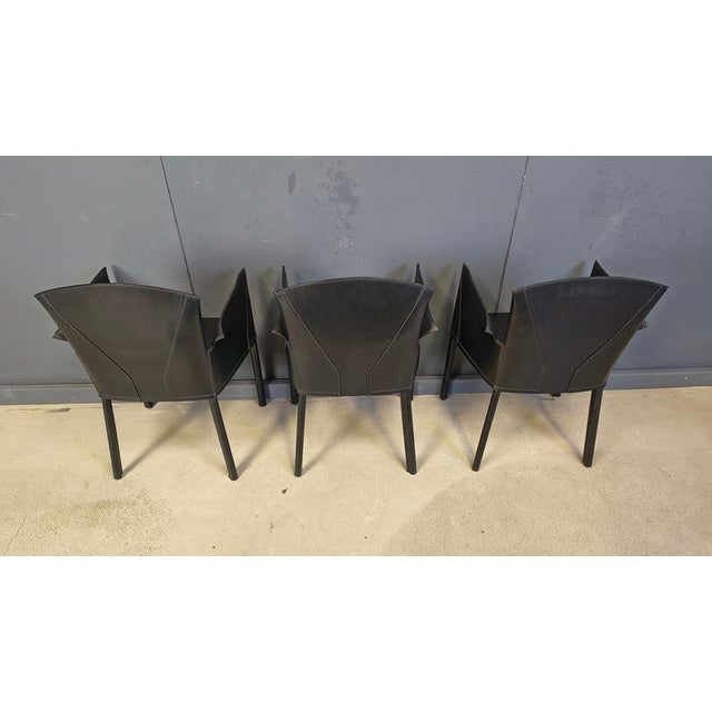 Black Italian Black Leather Dining Chairs, 1980s, Set of 6 For Sale - Image 8 of 15