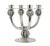 Art Deco Pair of 1920s Art Déco Polished Silvered Bronze 4-Arms Candelabras, France For Sale - Image 3 of 9