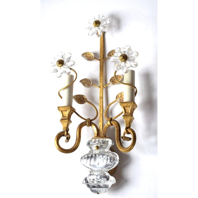 Wall Lamp in Gilded Metal and Crystal Glass from Maison Bagues, 1960s For Sale - Image 4 of 9